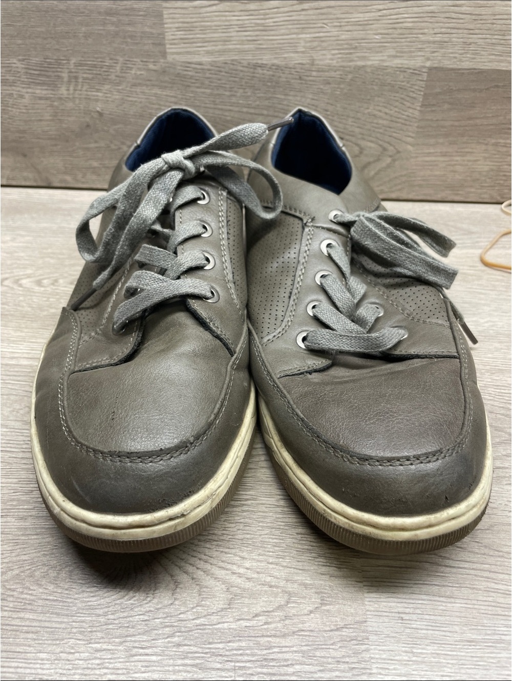 Casual Gray Leather Lace-Up Slip-On Loafers #1476